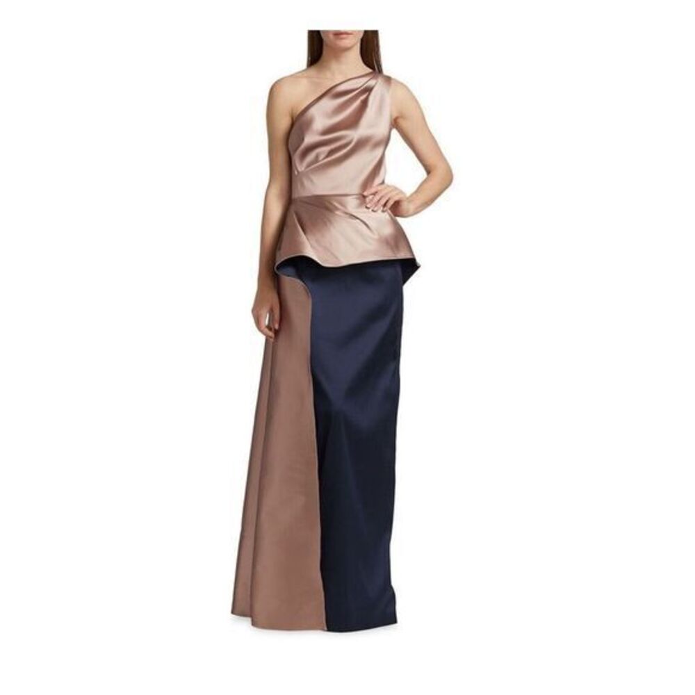 Teri Jon by Rickie Freeman One- Shoulder Peplum Gown Size 12